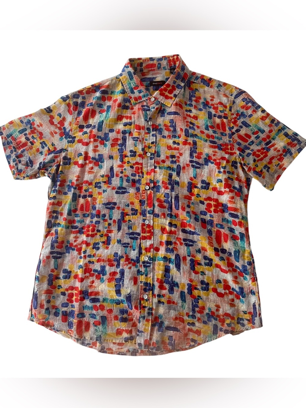 Postmarc Men's Large Multicolor Abstract Short-Sleeve Button-Down Shirt